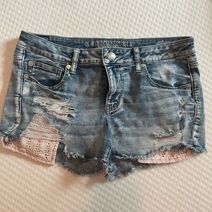 American Eagle Outfitters AEO shortie super stretch denim jean shorts size 12
